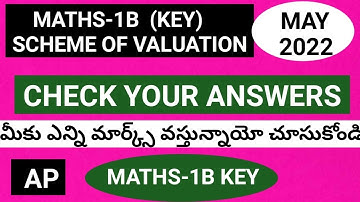 MATHS-1B KEY 2022 MAY (SCHEME OF VALUATION) AP/ MATHS -1B SCHEME OF VALUATION/CHECK YOUR ANSWERS