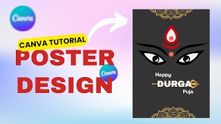 Durga Puja poster Design in Canva #posterdesign #canva #canvatutorial #durgapuja  #postermaking screenshot 1