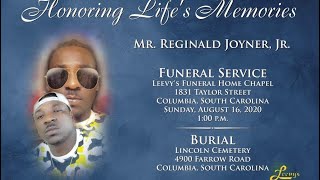 Mr. Reginald Joyner, Jr. - August 16, 2020 - Leevy's Funeral Home Live Stream