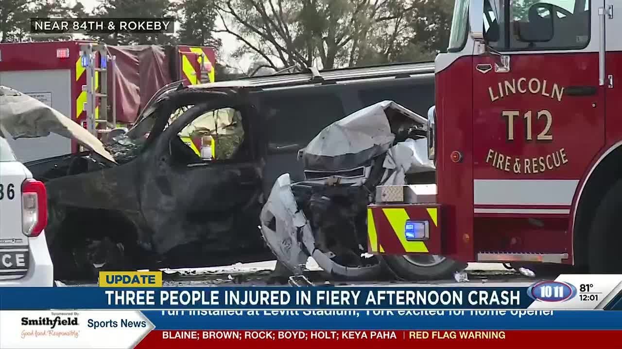 Driver cited after fiery crash in southeast Lincoln - YouTube