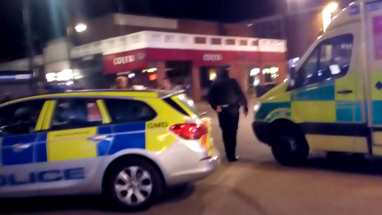 Moaning Steve..SMASHED UP NIGHT CLUB?..Police cars..Ambulance..Smashed WINDOWS..BLOOD..Wow!