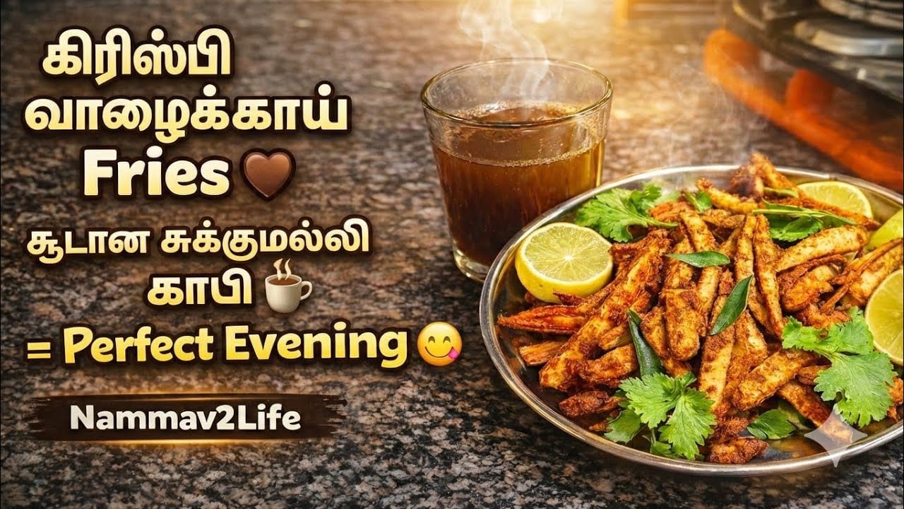 Crispy Vazhaikai Fries 🤎 🍟 Hot சுக்குமல்லி காபி ☕ | Perfect Evening Snack #viralvideo #nammav2life 