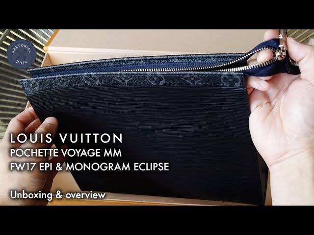 LOUIS VUITTON, Pochette Voyage Eclipse Reverse Canvas MM