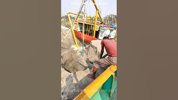 Barge Unloading / Sand is Being Unloaded from Barge with Powerful Pipe Machine’s Part- 312
