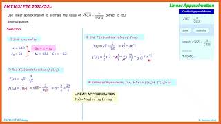 Video MAT183 FEB 2025 Q2c   Linear Approximation