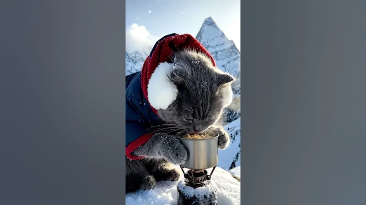 Watch the video about 🐱❄️🍜 Himalayan Cat Enjoys Hot Ramen in the Snow | Cozy Winter Adventure