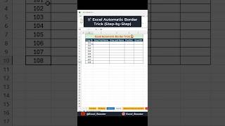 Excel Auto Border Trick 🔥 Apply Borders Automatically in Seconds! #excel