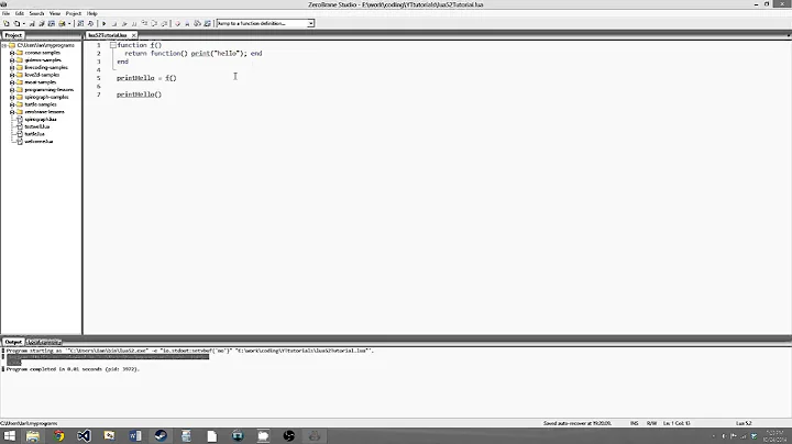 Lua 5.2 Tutorial 8: Advanced functions and Closures
