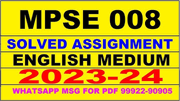 mpse 008 solved assignment 2023-24 | mpse 8 solved assignment in english 2024 | mpse 8 2024