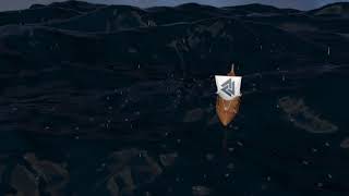 ocean 8 , wip cinema 4D, low level model of vikings ship in storm waves.