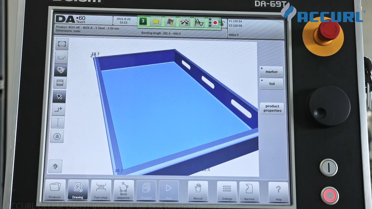 ACCURL CNC Press Brake Machine with DELEM DA69T 3D and 2D graphical import DXF