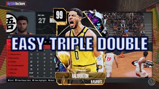 HOW TO EASILY GET TRIPLE DOUBLE WITH HALIBURTON | NBA 2K24 MyTeam