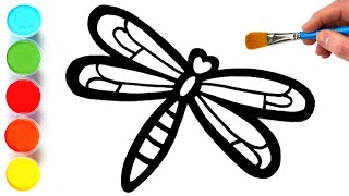 dragonfly fruits drawing painting and coloring for kids toddlers lets draw paint together