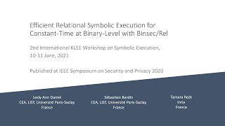 Famous Efficient Relational Symbolic Execution for Constant-Time at Binary-Level with Binsec/Rel Net Worth