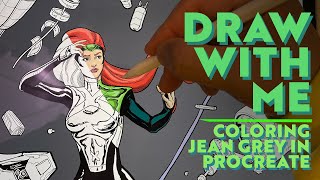 Coloring Jean Grey in Procreate 😁 Draw With Me