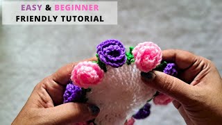 Easy Crochet Rose Flower Bouquet 💐that turns into Coaster | Beginner Friendly | 3D⚡Crochet Flower👌