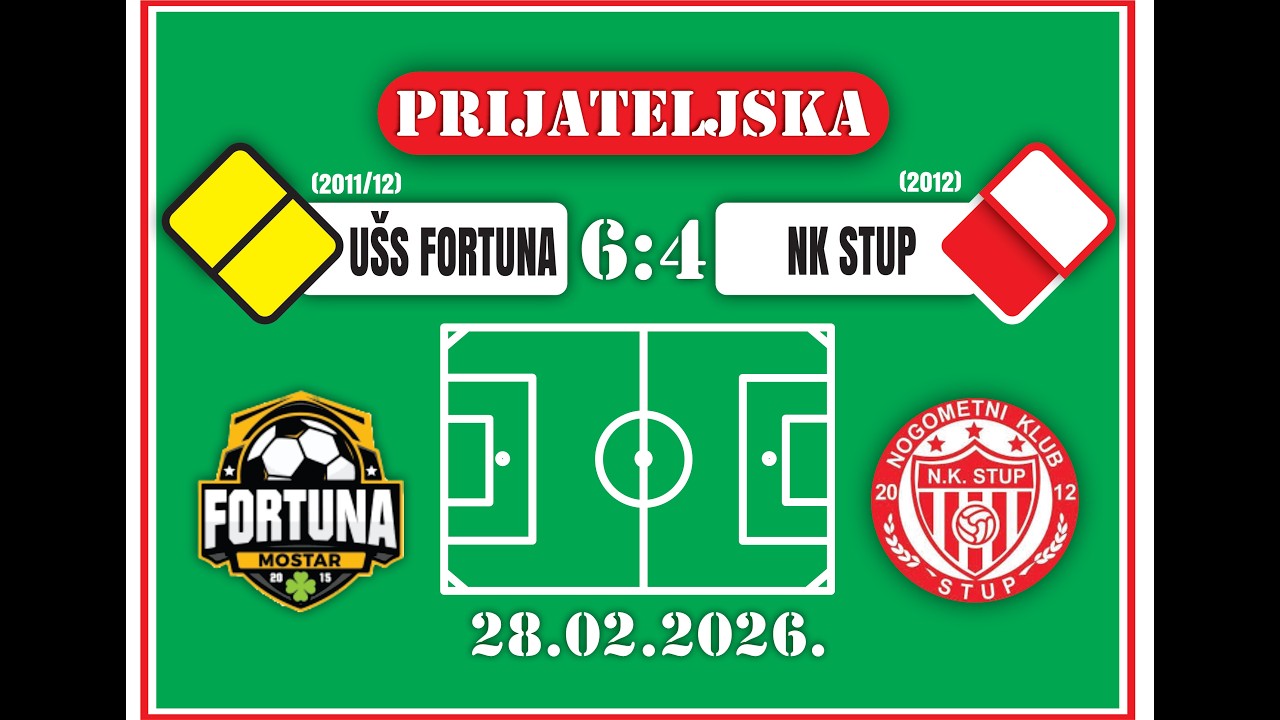 28.02.2026. UŠS Fortuna (2011/12) 6:4 NK Stup (2012)