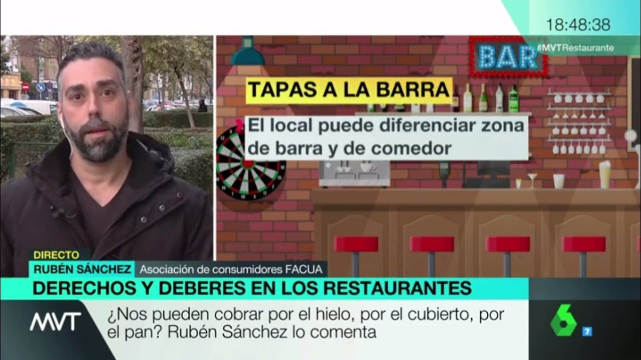 Rubén Sánchez: "En un bar no pueden cobrarnos los cubiertos. En la carta tiene que estar todo"