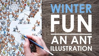 WINTER FUN - A Seasonal Ant Illustration