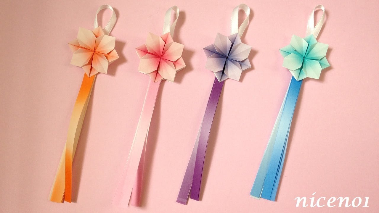 折り紙 七夕飾り 可愛い花の飾りの作り方 Origami Flower Decoration