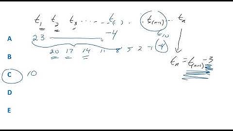 GMAT math: In the arithmetic sequence t1, t2, t3,... tn, t1 = 23 and tn = tn−1 − 3 for each...