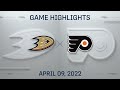 NHL Highlights | Ducks vs. Flyers - Apr. 9, 2022