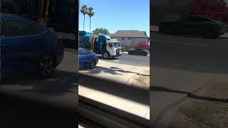 Garbage Truck picking up an already emptied bin #gilbert #garbagetruck #garbagecan