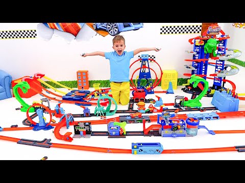 Vlad y Niki se divierten con coches de juguete | Desafío Hot Wheels City Slime