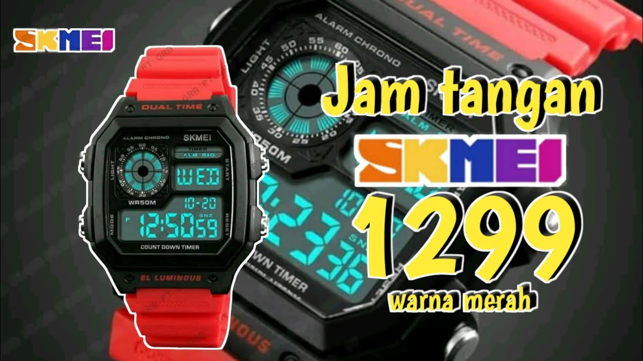 Spesifikasi jam tangan pria sporty skmei 1299 original merah - YouTube
