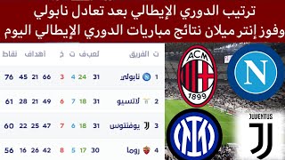 جدول ترتيب الدوري الإيطالي بعد تعادل نابولي اليوم نتائج الدوري الإيطالي اليوم