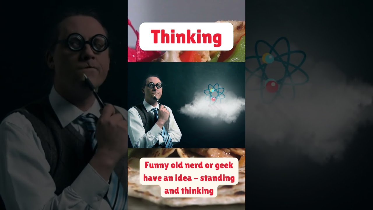 Funny old nerd or geek have an idea