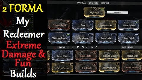 Warframe Weapon Builds - My Redeemer Extreme Damage & Fun Builds (2 Forma)