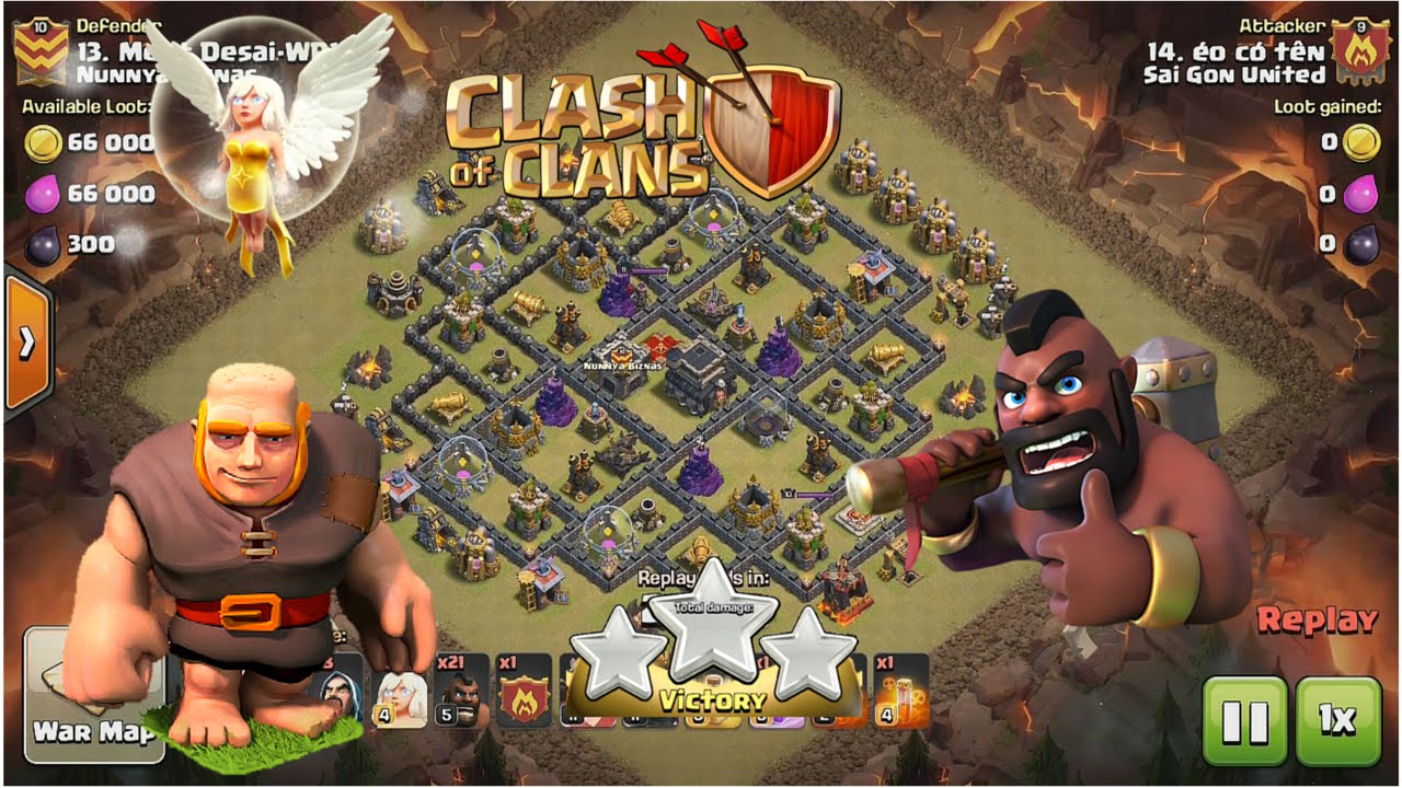 Clash ao Clans : TH9 - Giant+Healer+Hog Attack Strategy for War !