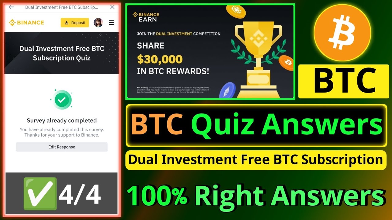 Binance Dual investment Quiz Answers - Earn Free BNB