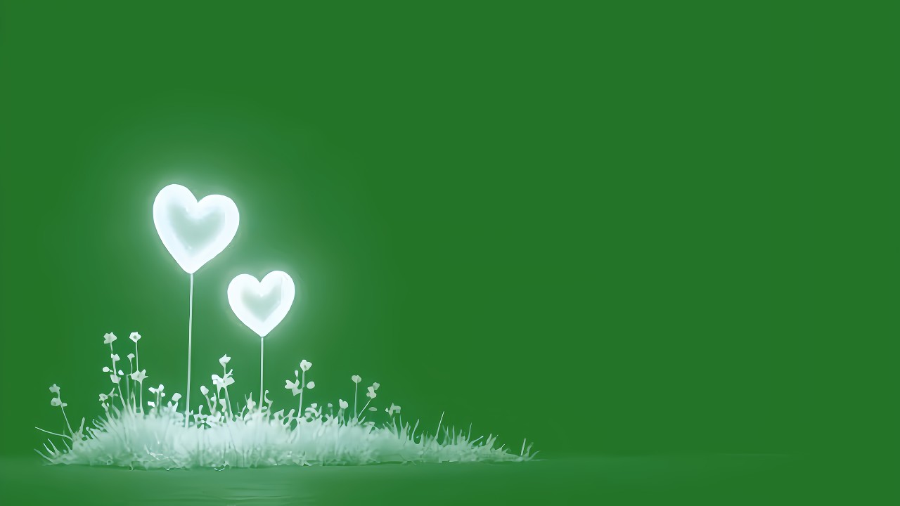 Love animation on green screen | Glowing heart background
