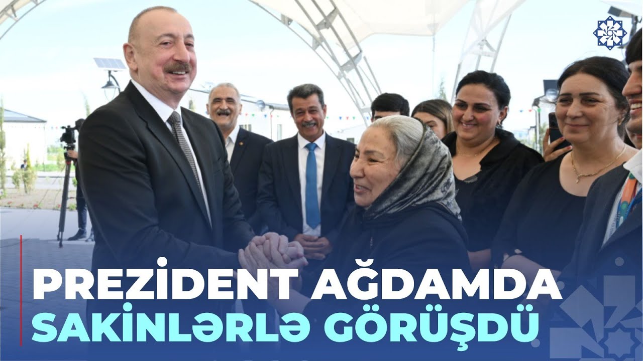 Prezident Ağdamın Kəngərli kəndinə köçən sakinlərlə görüşüb, onlara evlərin açarlarını təqdim edib