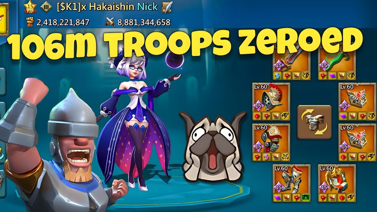 Lords Mobile - 106m troops zeroed. Back to back rallies until zero it. How many rallies took us?