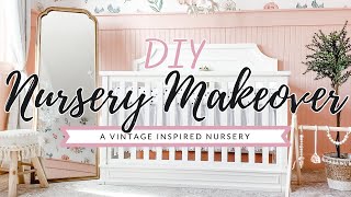 EXTREME NURSERY MAKEOVER | Victorian/Vintage Pink Beadboard and Floral Wallpaper Girls Room