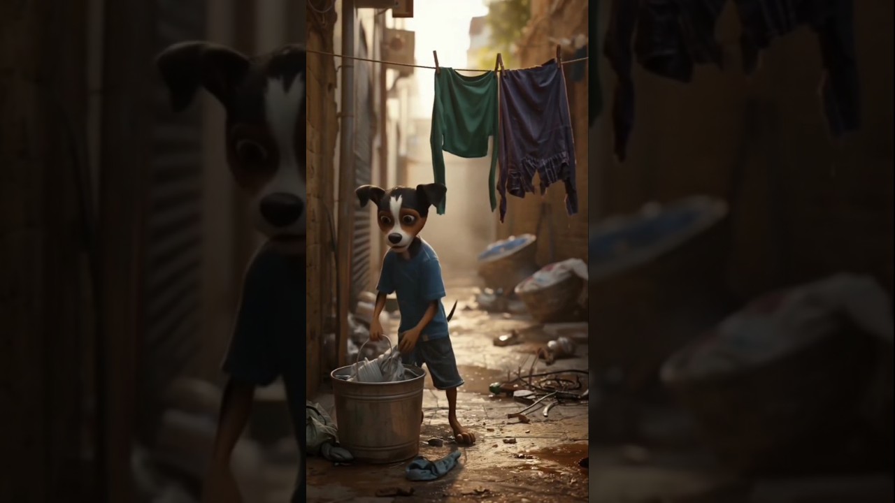 Poor Puppy’s Daily Struggle 💔👕 | Heart-Touching Life Story”He Works So Hard… Just for a Smile 🐶❤️ |