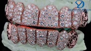 8 Top 8 Bottom Silver Base 8PT Galaxy CVD Lab Diamonds with Rose Cut End Caps