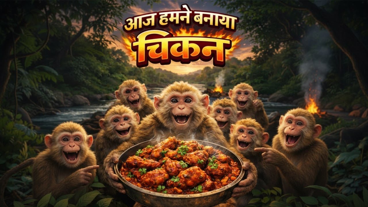 बंदरों ने नदी के किनारे बनाया चिकन 😱🔥 | Real Jungle Cooking | Full Process