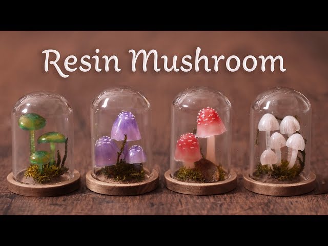 【レジン×おゆまる】ガラスドームに入ったキノコ DIY Mushrooms in the glass dome. [Resin×Plastic clay]