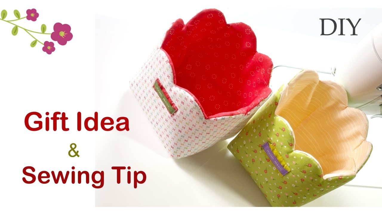 How to make scalloped fabric storage box I Easy sewing project I Cute ...