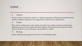 SPECIFICATION OF GOODS WORKS OR SERVICES