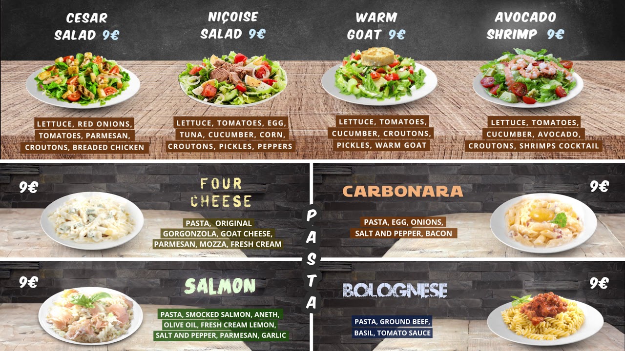Digital Menu Board / Menu Board Vidéo Pasta Marbella YouTube