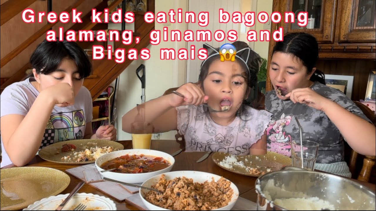 Bagoong alamang,ginamos at Bigas mais ang lunch ng Greek Filipino Family #filipino #greek