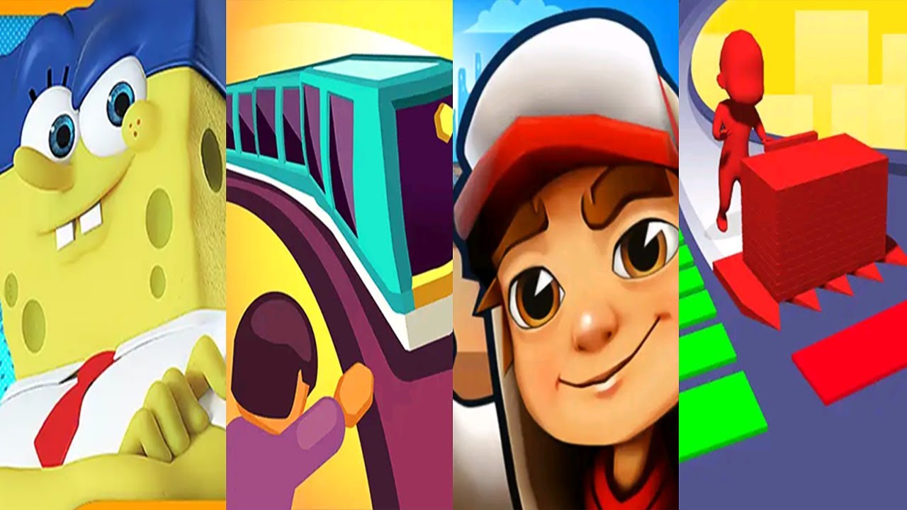Subway Sponge SpongeBob: Sponge on the Run vs Train Taxi vs Subway Surfers vs Stack ...