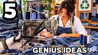 You Won't Believe What I Made From Old Jeans! (5 Brilliant Upcycle Ideas) ✨
