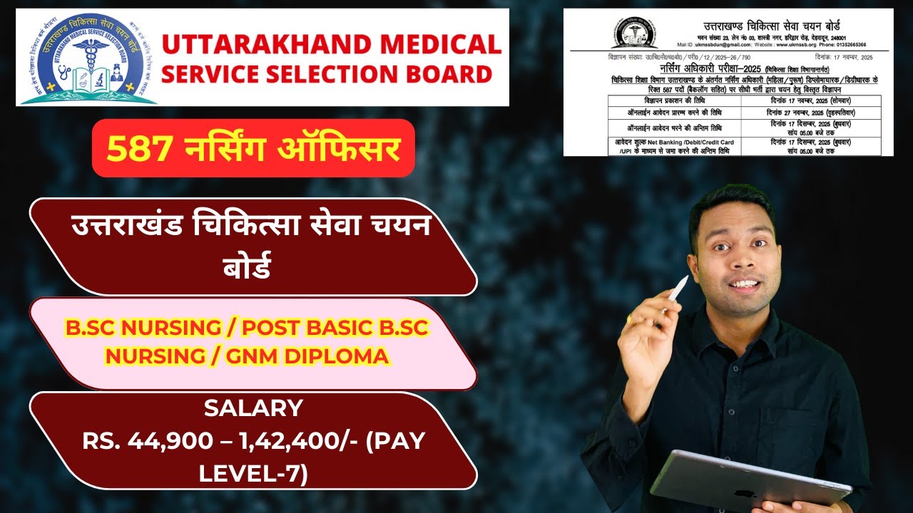 Uttarakhand Nursing Officer Recruitment 2025 | UKMSSB Nursing Officer 2025 | Government Nursing Jobs