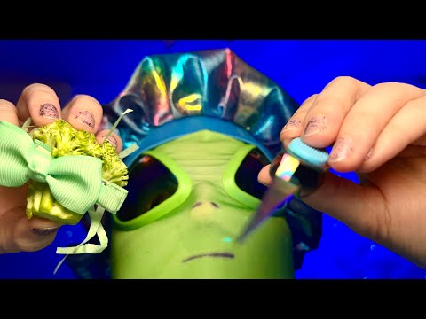 ASMR relaxing broccoli hair transplant 🥦 actual camera touch, no talking, lofi, relaxing and sleepy
